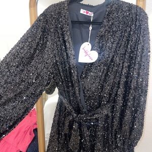 Black sparkly wrap dress!